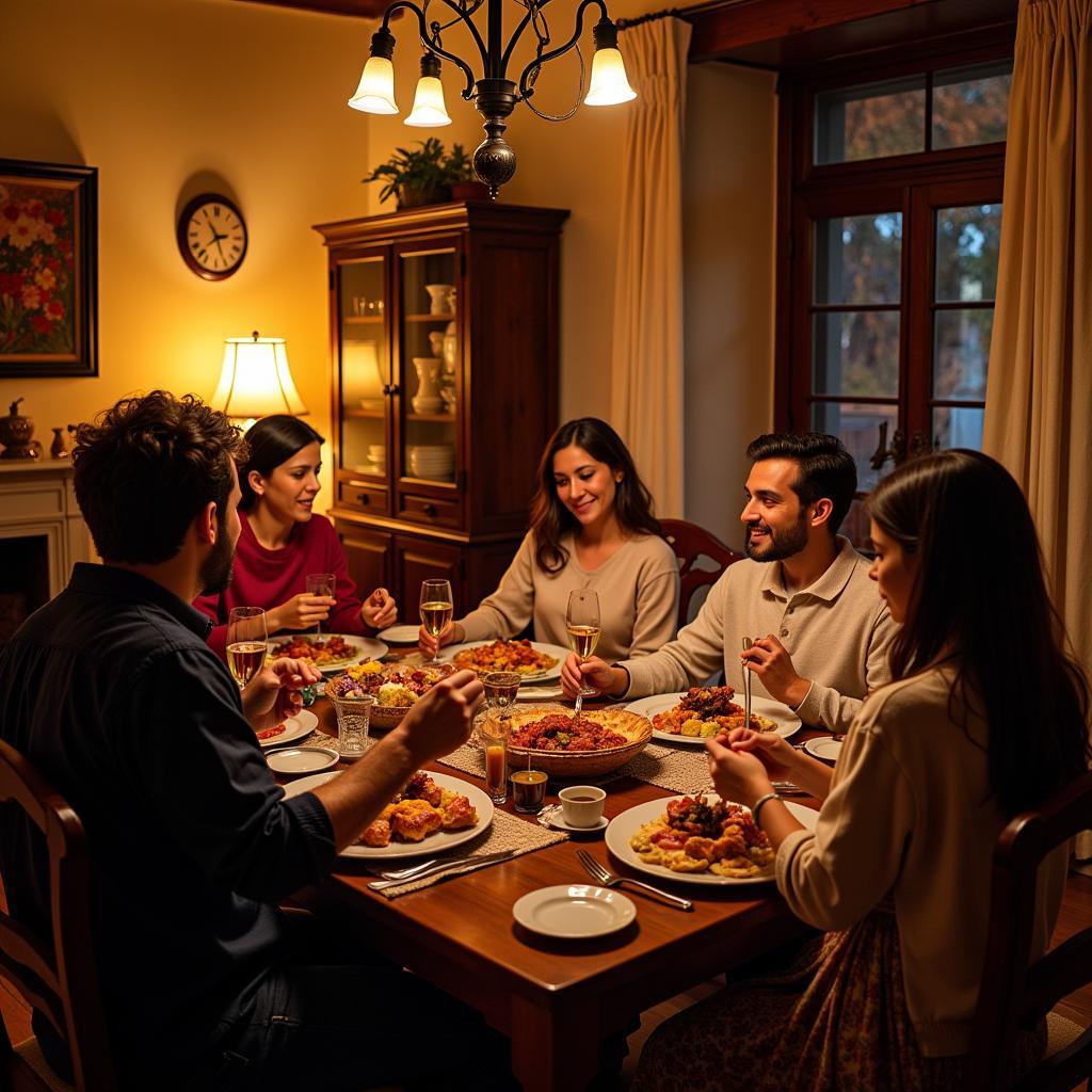 Bittangala homestay: Enjoying a traditional Spanish family dinner with local hosts