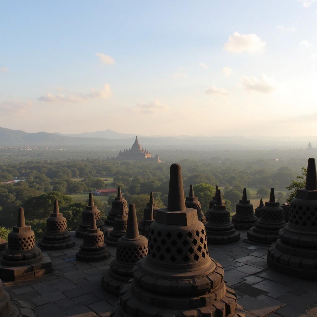 View of Borobudur Temple from near Blessing Homestay in Magelang