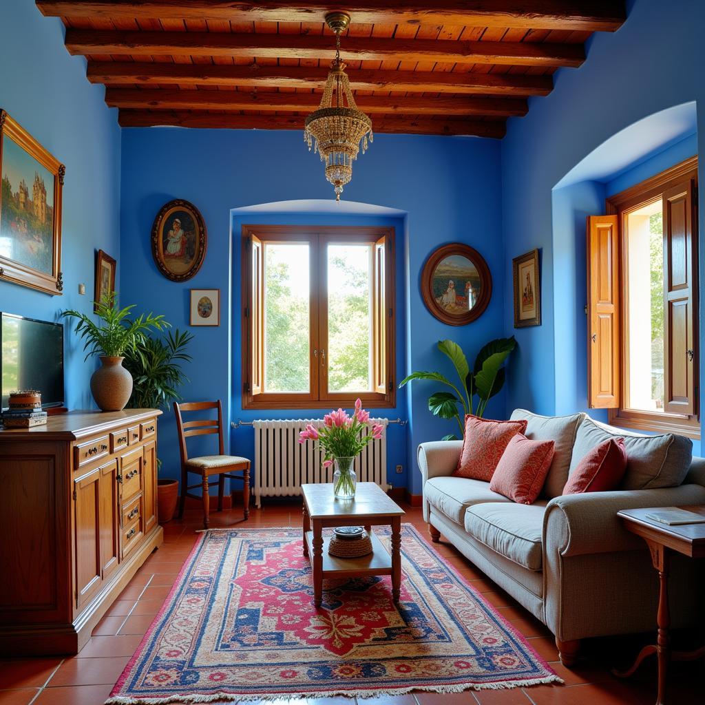 Cozy Interior of a Blue Homestay in Raimatang