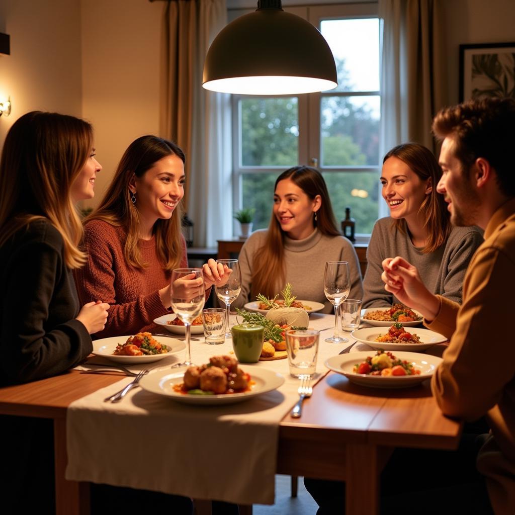 Family Dinner at a Bordeaux Homestay