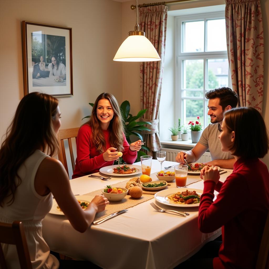 Family dinner in a Brighton homestay