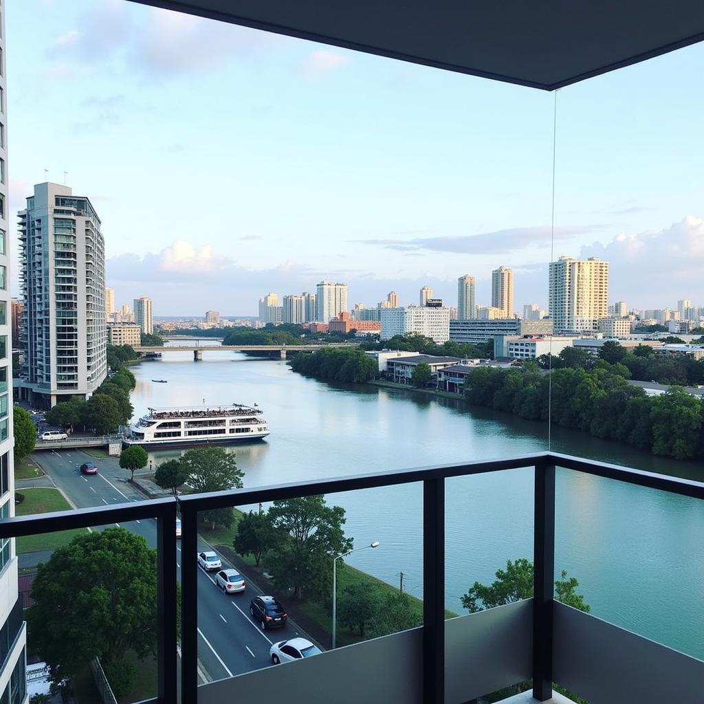 Scenic view of the Brisbane River from a St Lucia homestay