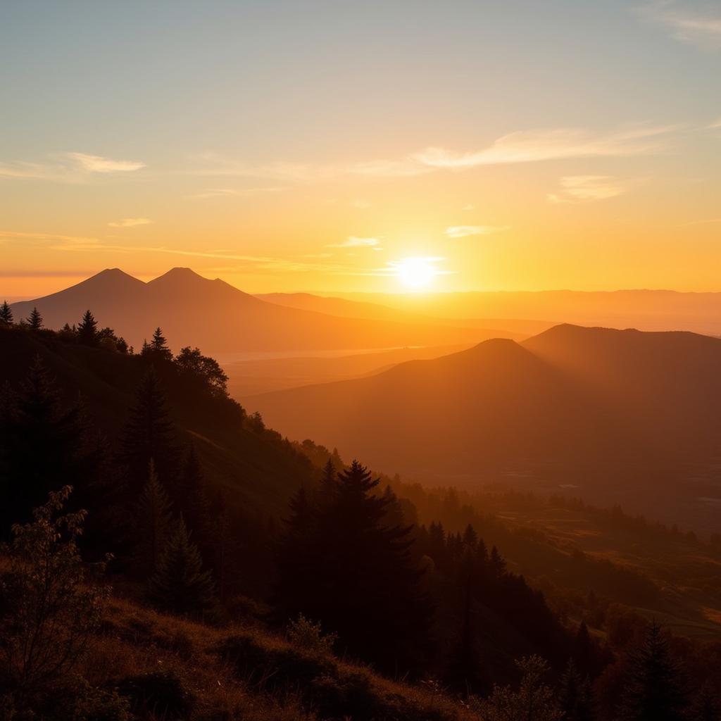 Sunrise over Mount Bromo viewed from a nearby homestay