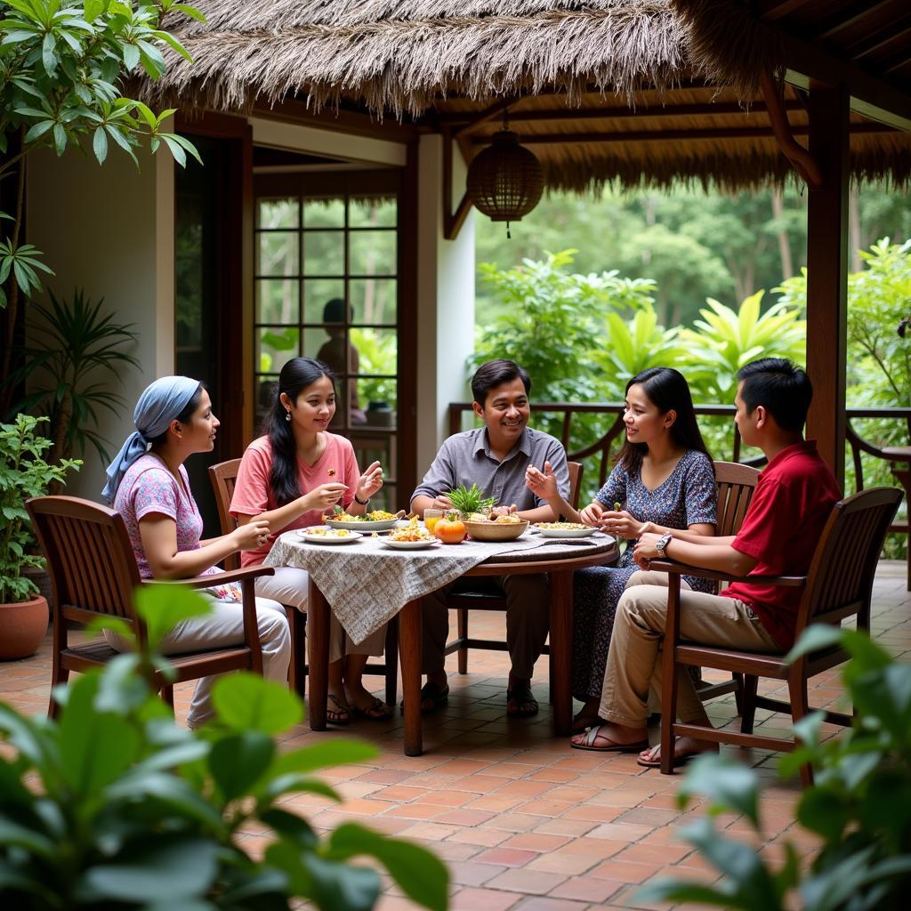 Family enjoying a homestay in Bukit Merah Laketown