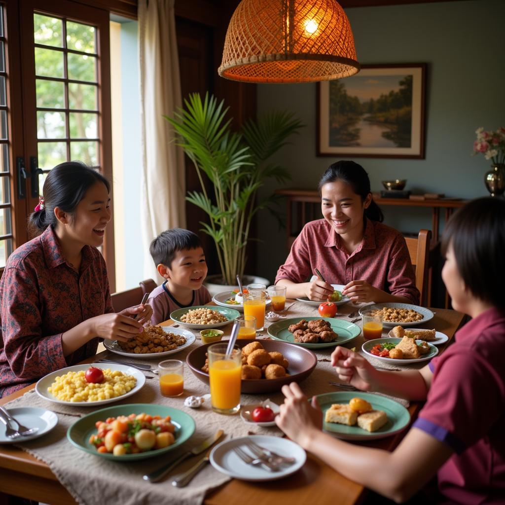 Family meal at a bule homestay in Lombok