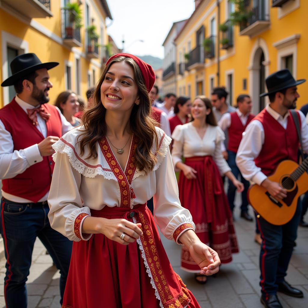 Participating in a local Spanish fiesta during a c nar homestay