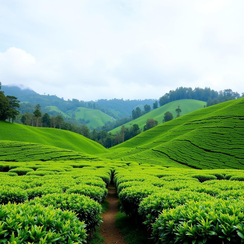 Scenic view of a tea plantation in the Cameron Highlands