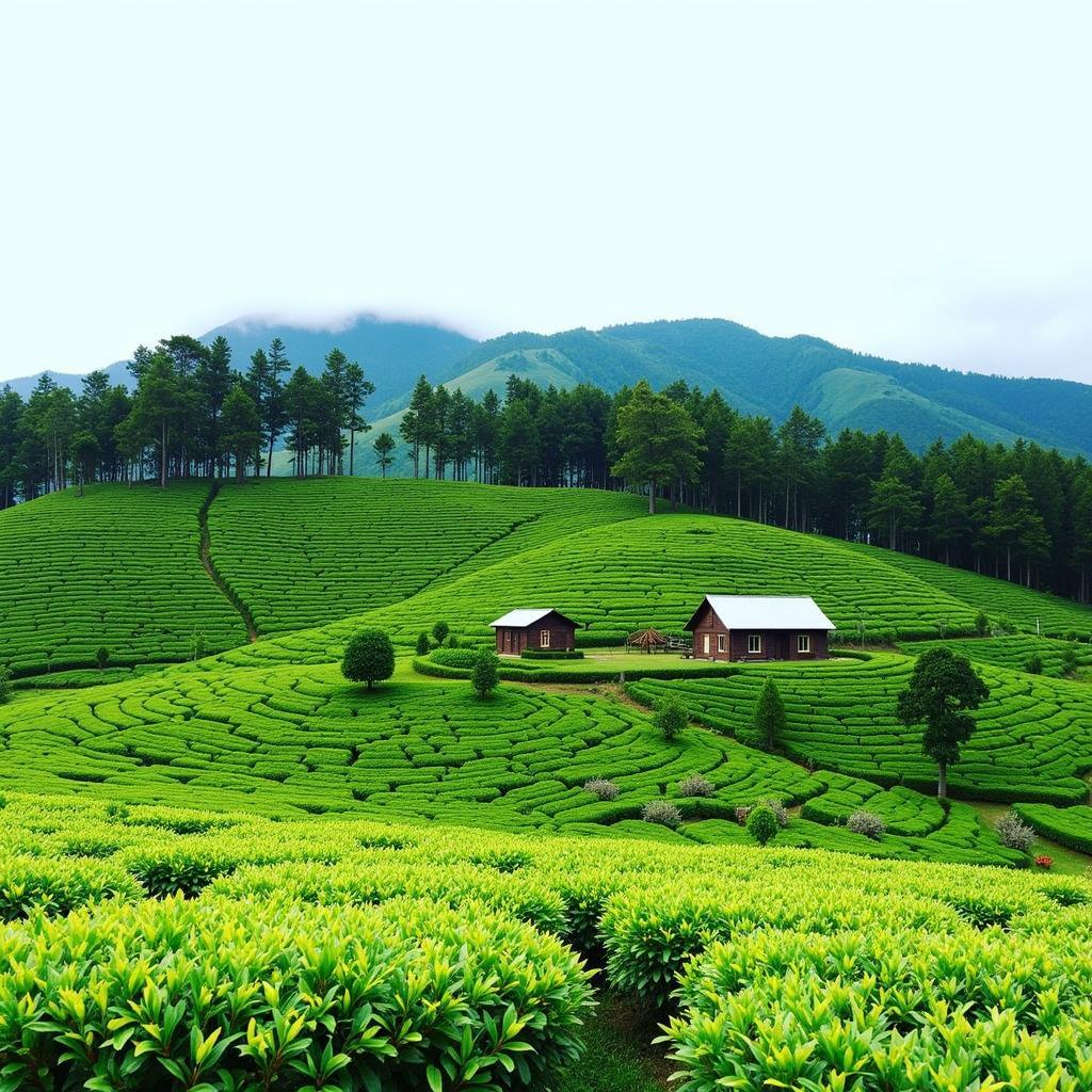 Cameron Highlands Tea Plantation View with Homestay in Background