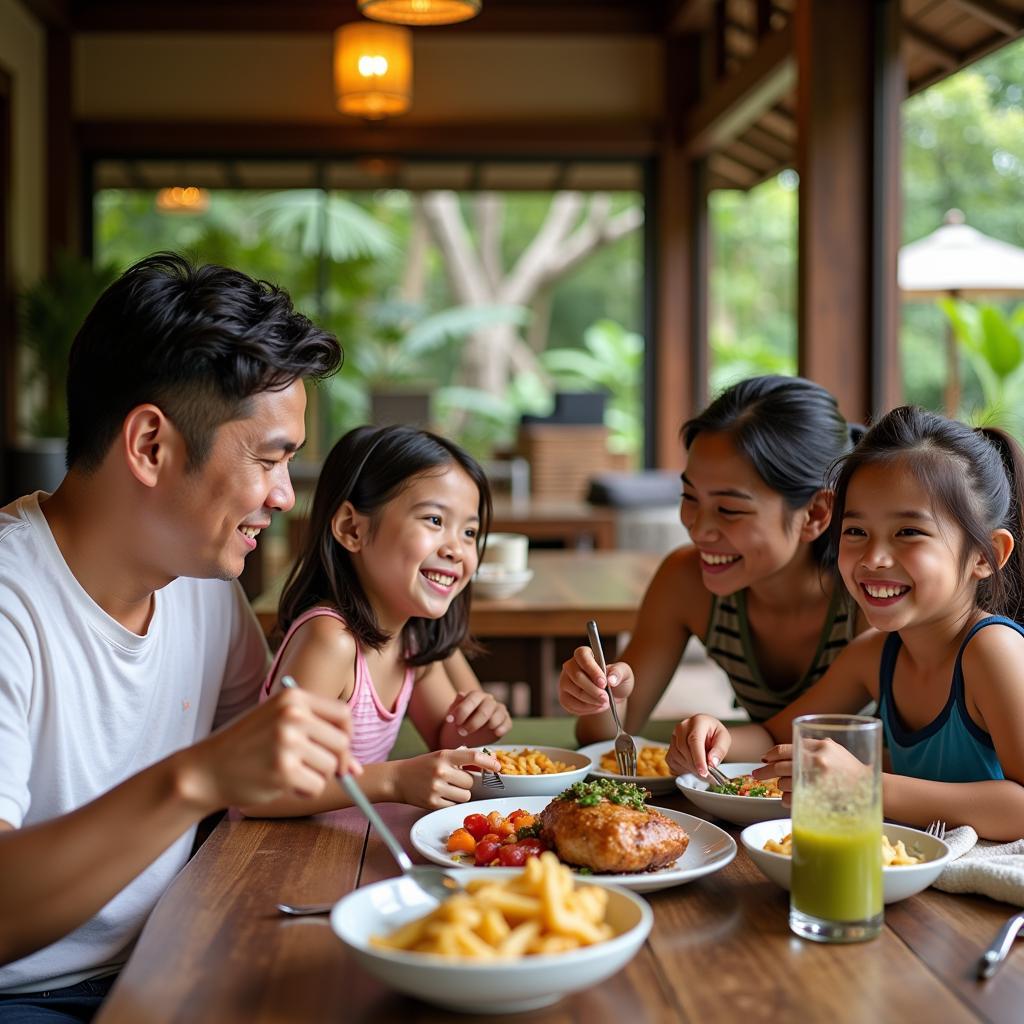 Family Enjoying a Meal at a Canggu Homestay