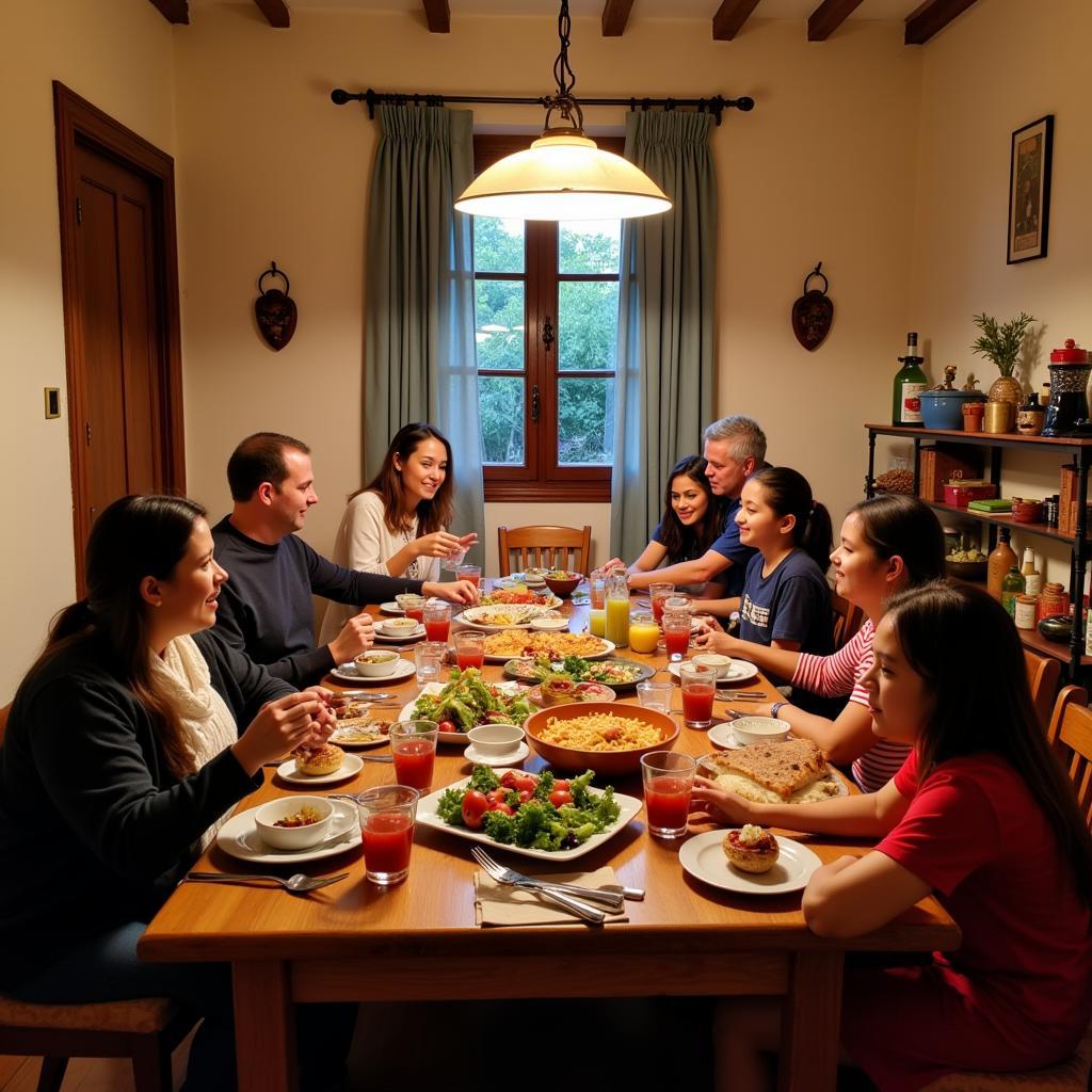 Family dinner in a Ceria Homestay in Sedim