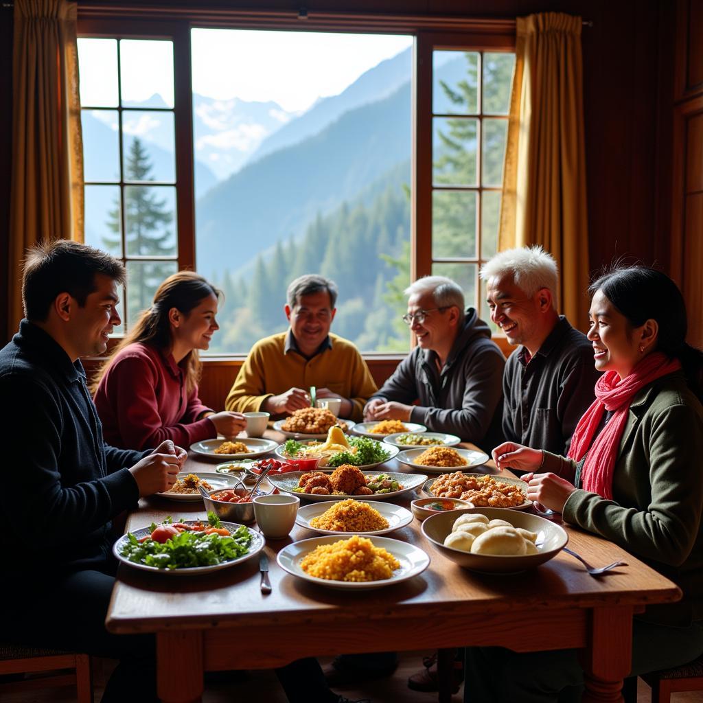 Family meal at a Chatakpur homestay