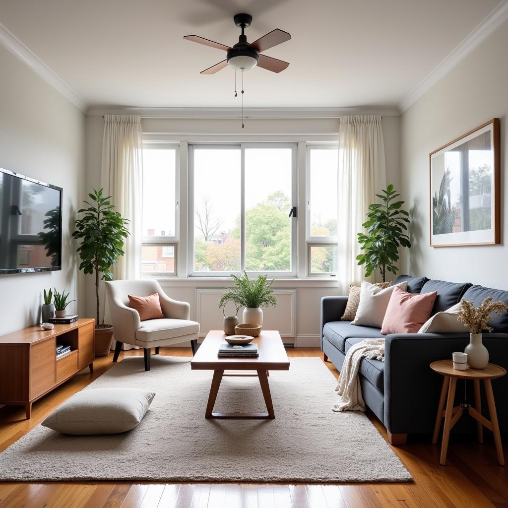 Cozy living room in a Chicago homestay