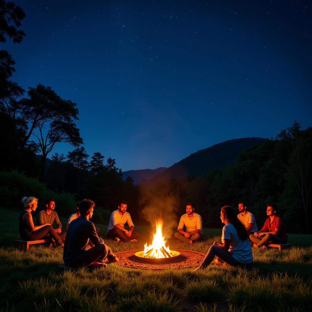 Cozy campfire night at a Chikmagalur homestay