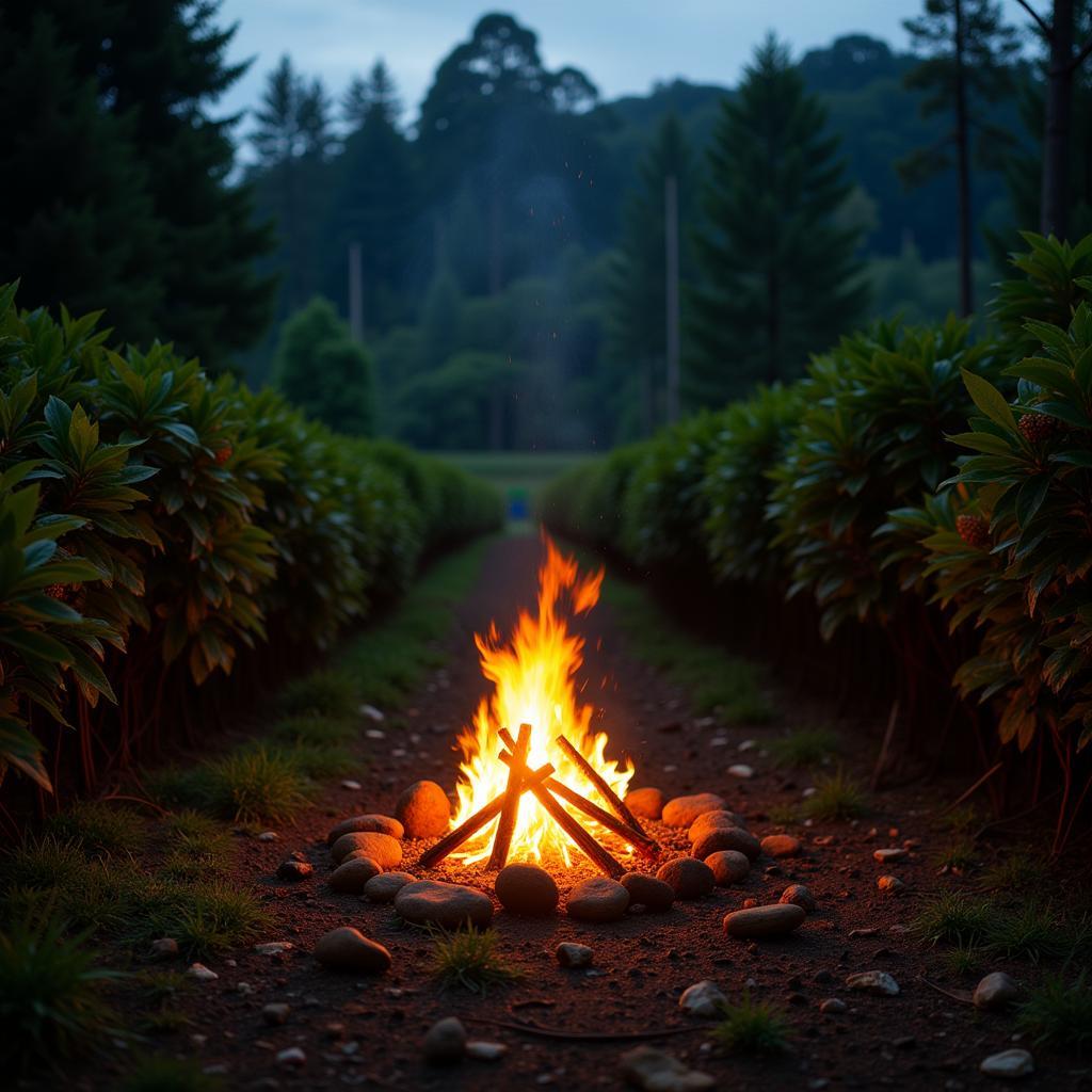 Campfire amidst the coffee plantations in Chikmagalur