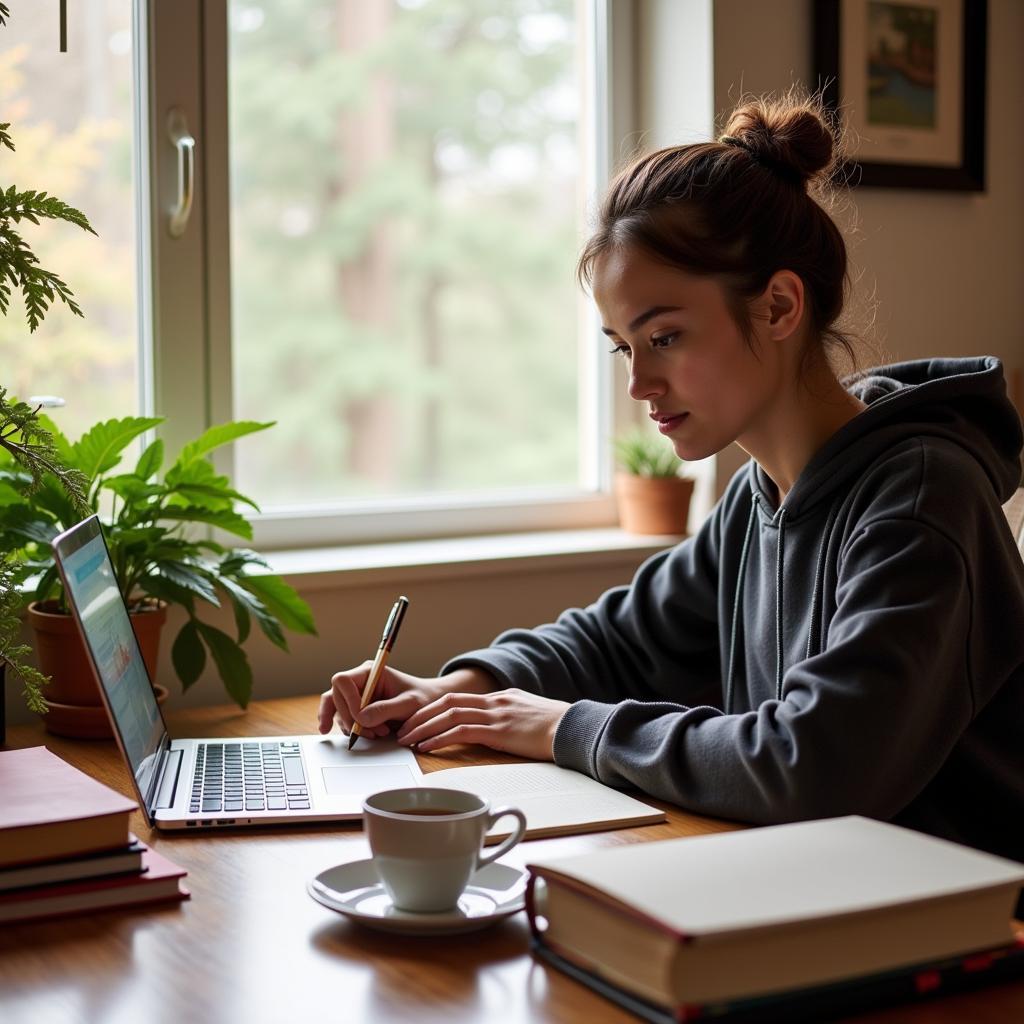 Student studying in a comfortable Chilliwack homestay