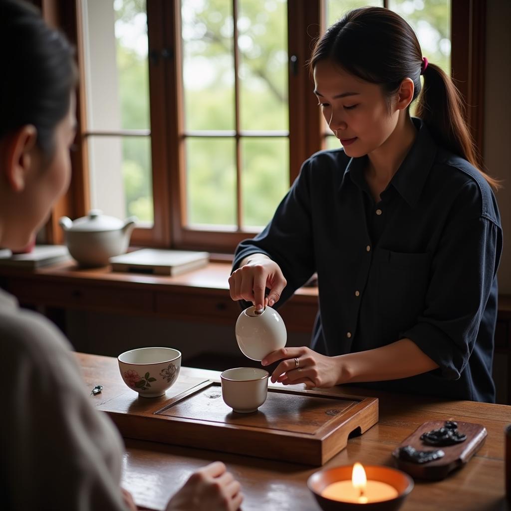 Chinese Tea Ceremony in a Homestay