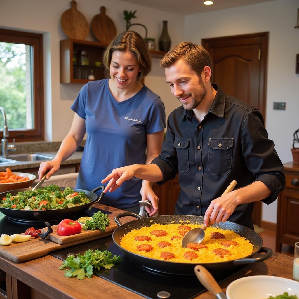 Guest participating in a cooking class at a chitai homestay