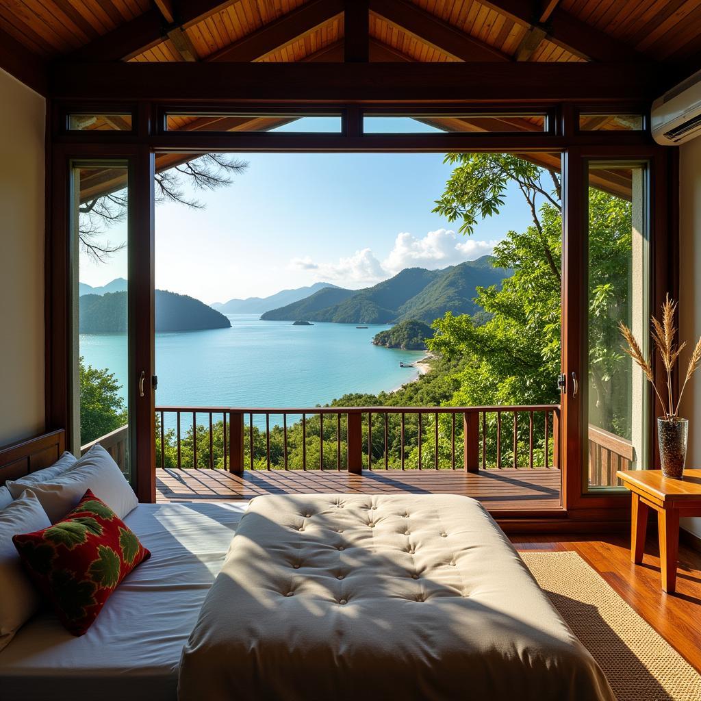 Cozy homestay room with a breathtaking view of Co To island