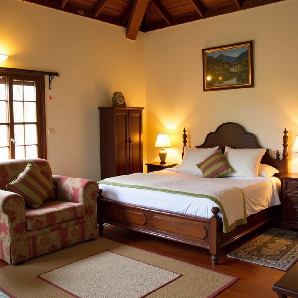 Interior view of Coffeeland Homestay Madikeri showcasing traditional Coorg decor