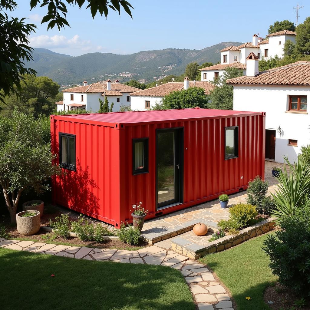 Container home nestled in a charming Spanish village