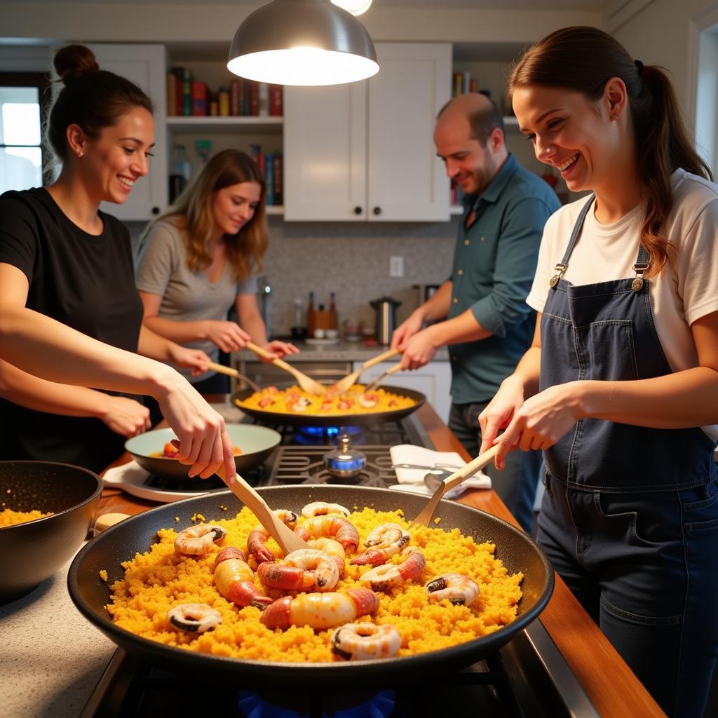 Learning to Cook Paella at a Spanish Homestay