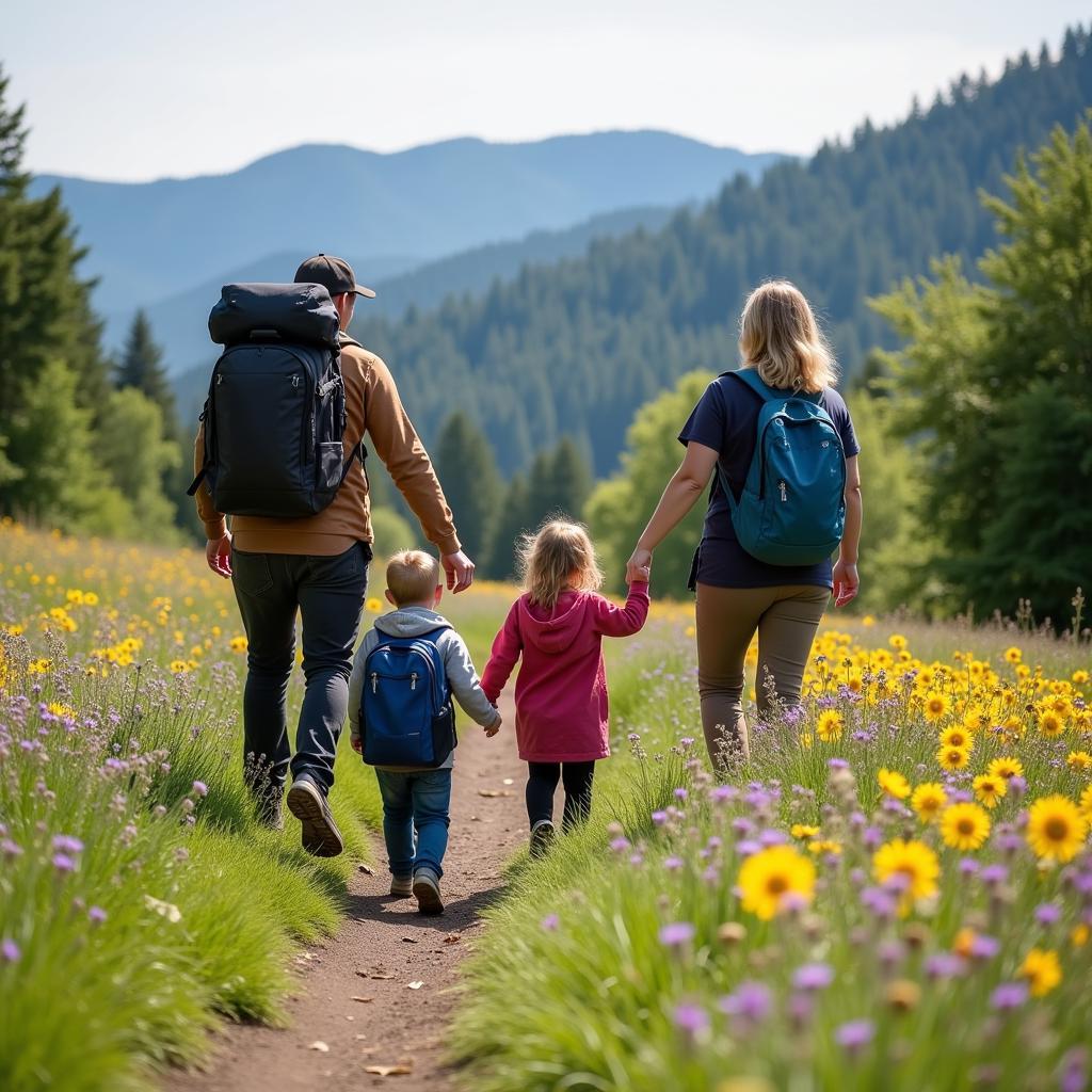 Homestay guest exploring the beautiful outdoors near Corvallis with host family.