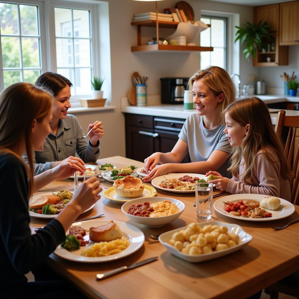 Family dinner at a Courtenay BC homestay