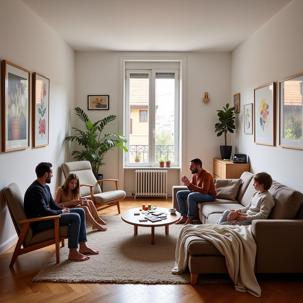 Cozy Modern Homestay Living Room in Spain