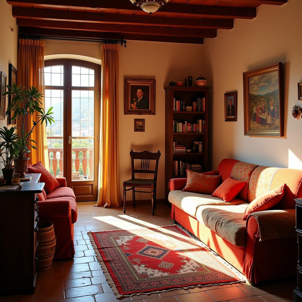 Cozy living room in a Spanish homestay