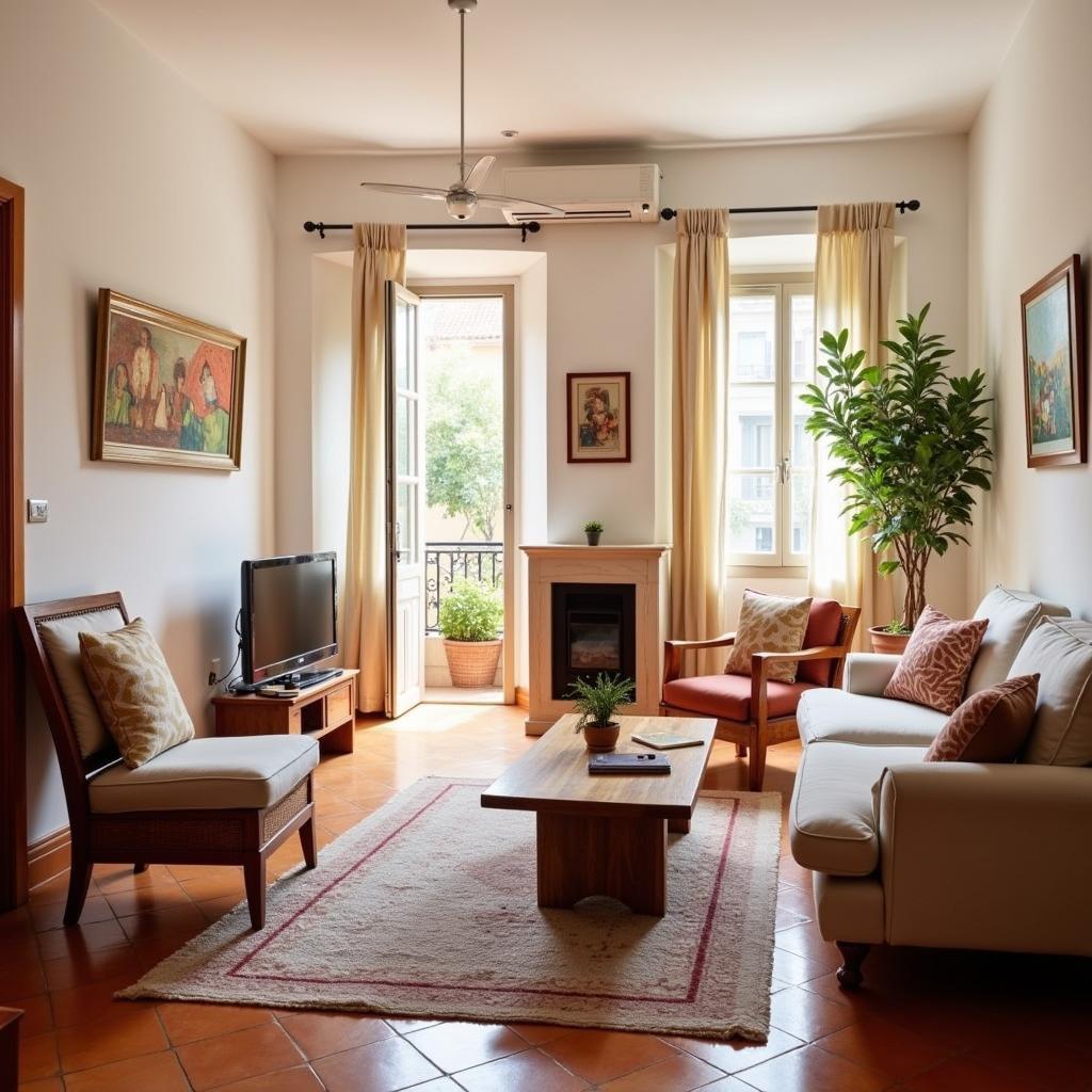 Cozy living room in a Spanish homestay