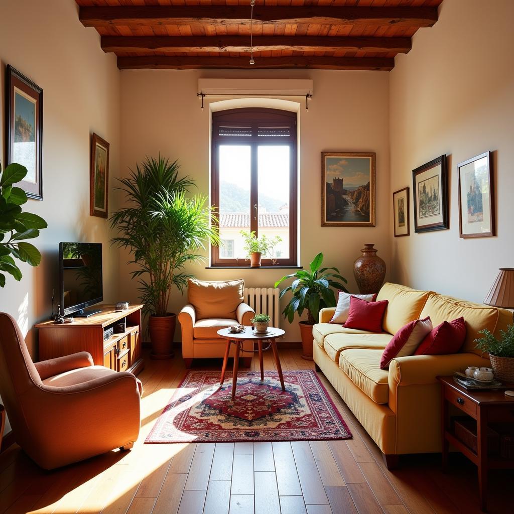 Comfortable living room in a Spanish homestay