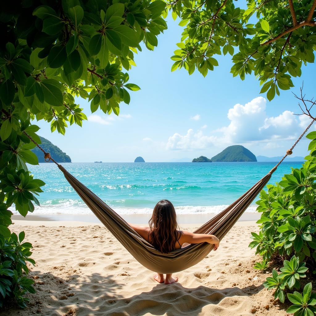 Relaxing in a hammock on Cu Lao Cham beach