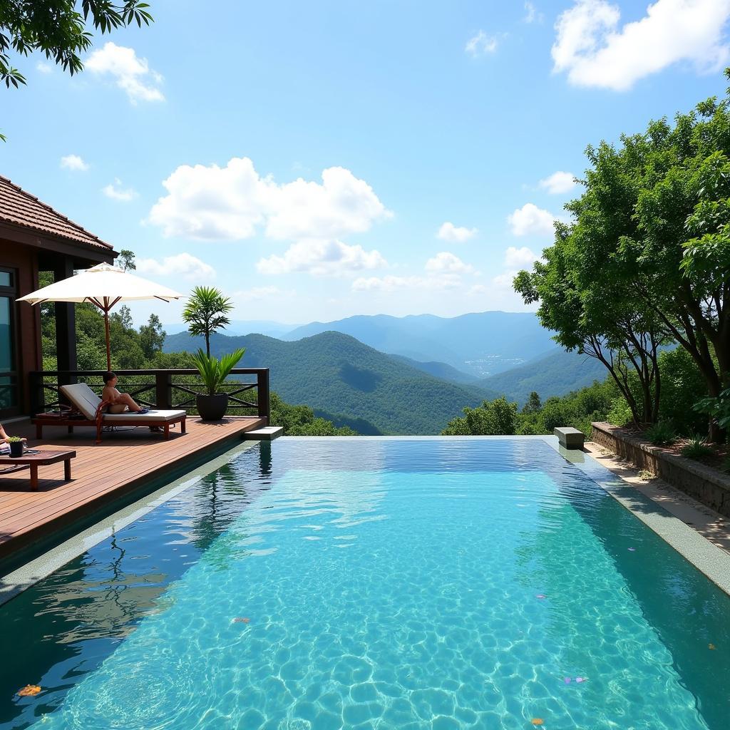 Da Lat homestay with a stunning pool view overlooking the lush valley