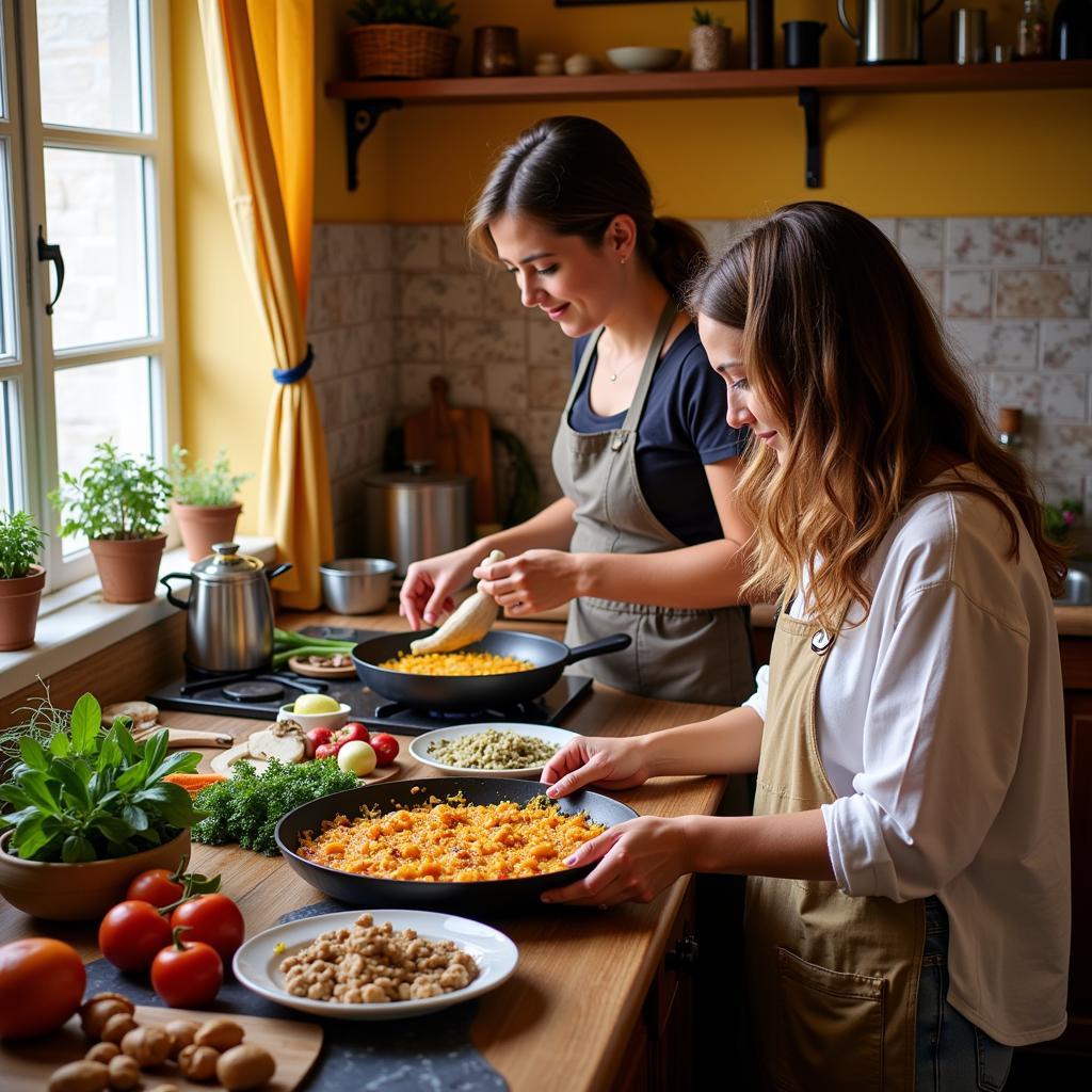 Learning to Cook Paella with Delvin Homestay Kri