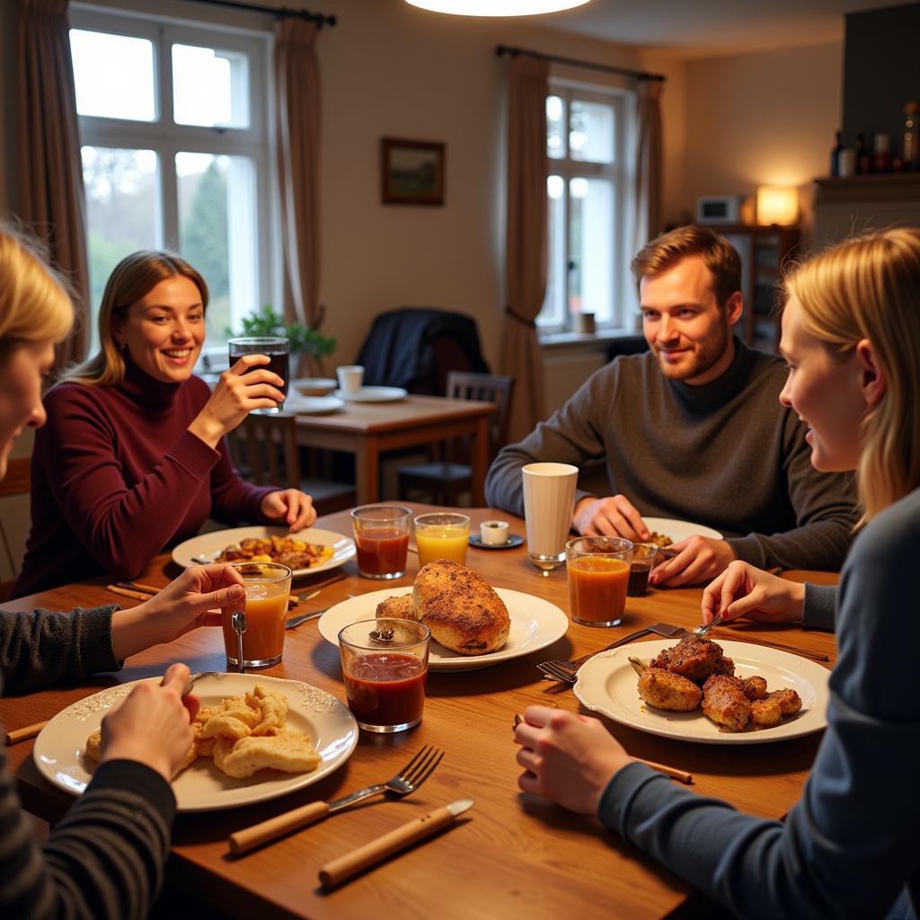 Family dinner in a Danish homestay