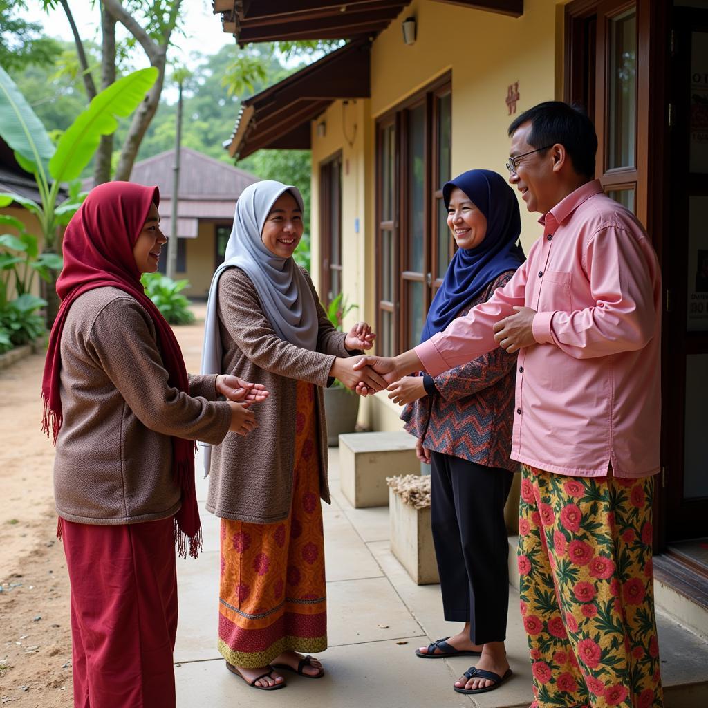 Local family welcoming guests to Doho Homestay