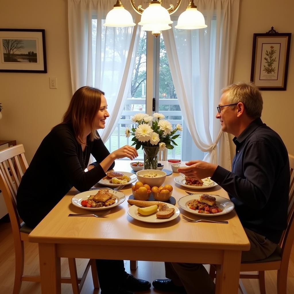 Edmonton Homestay Host and Guest Sharing a Meal