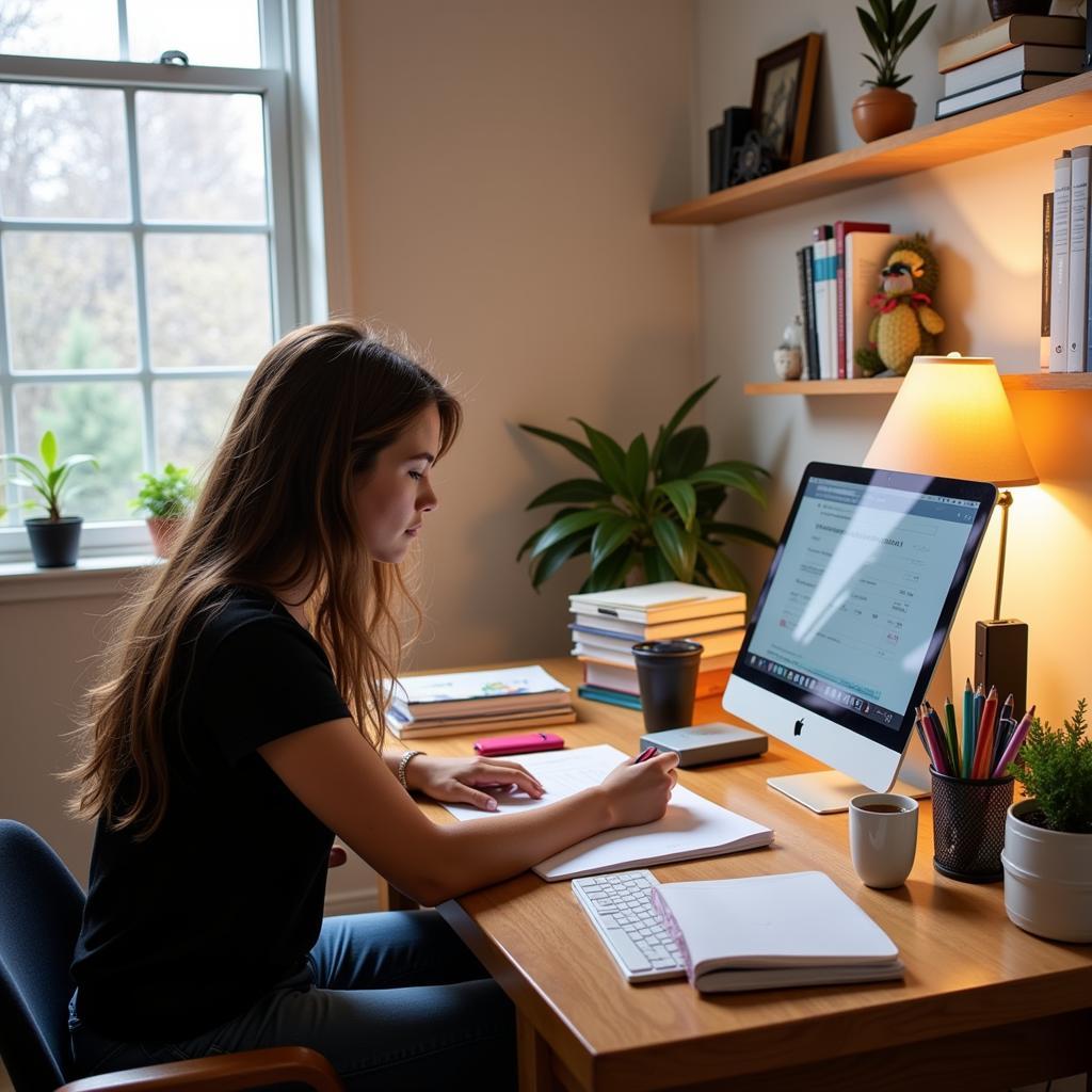 Edmonton Homestay Student Studying