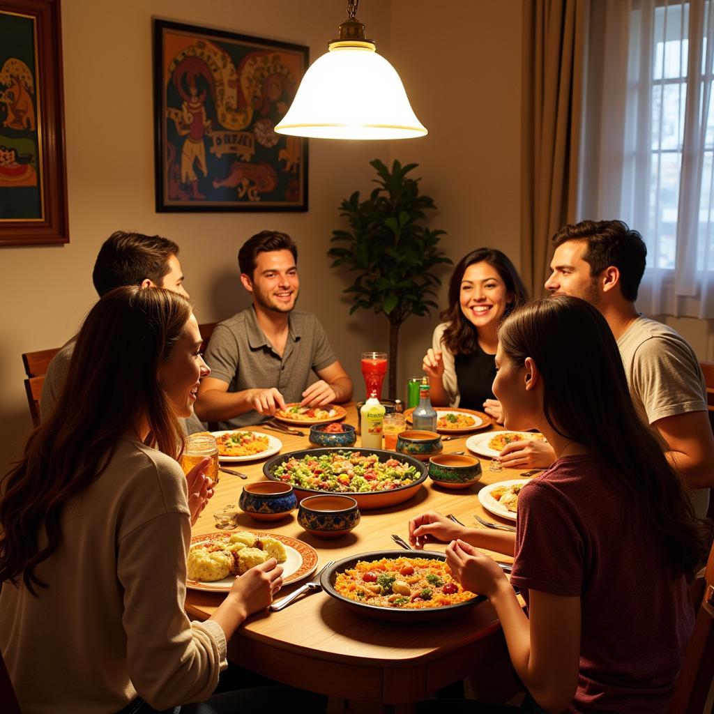 Enjoying a Traditional Spanish Dinner with a Host Family in Barcelona