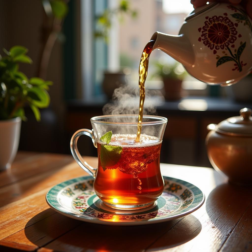 Enjoying Mint Tea in Essaouira Homestay