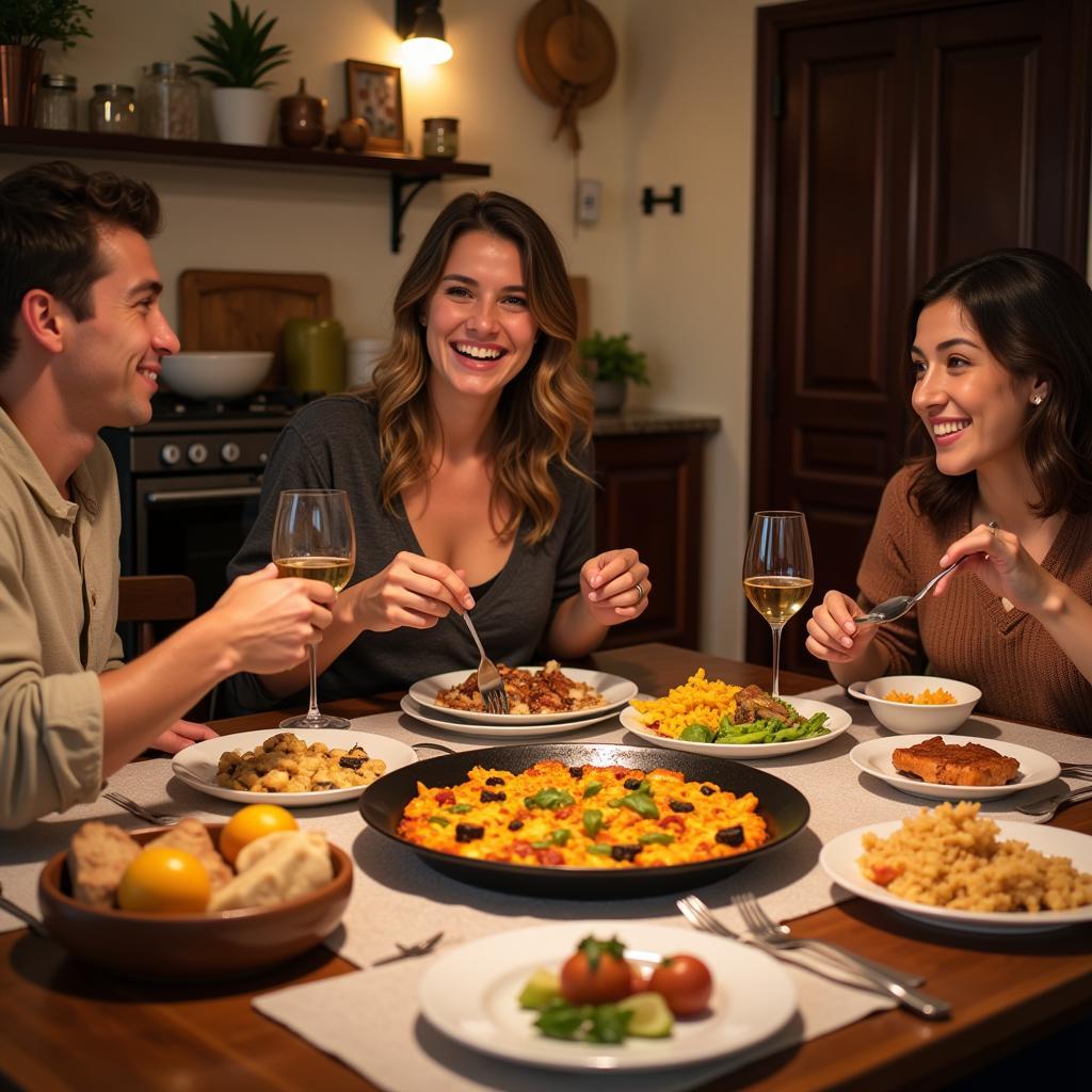 Enjoying Authentic Paella with a Spanish Host Family