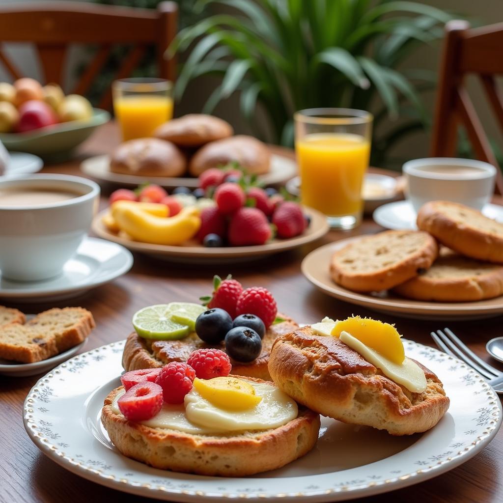 Enjoying a Spanish breakfast in a gullir homestay