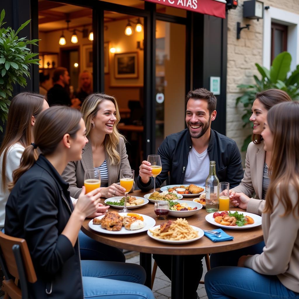 Homestay guests enjoying tapas with their host family in Kelvin Grove.