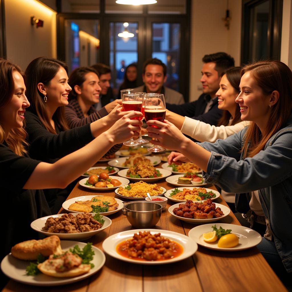 Enjoying tapas with Spanish homestay host