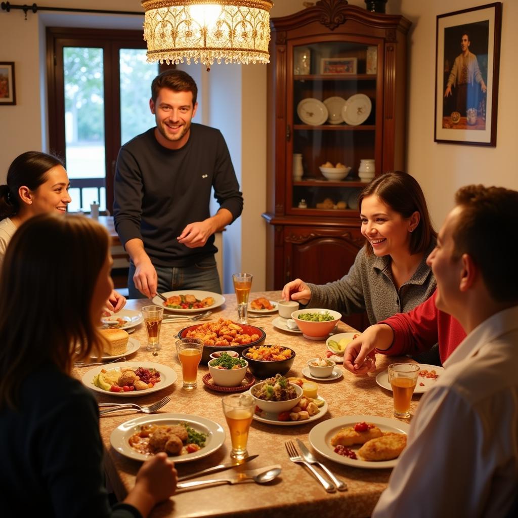 Enjoying a Traditional Spanish Meal with a Host Family