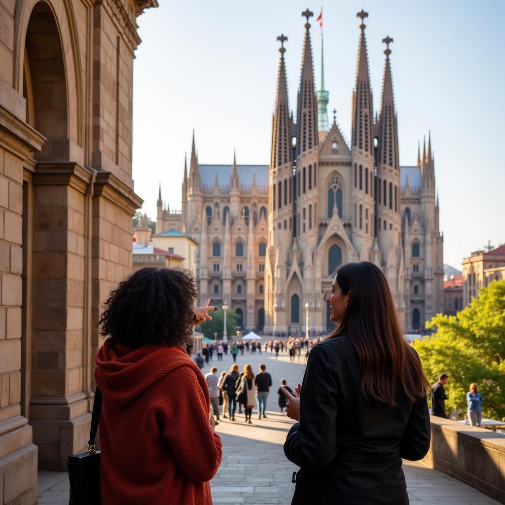 Exploring Barcelona's architectural wonders with a local guide