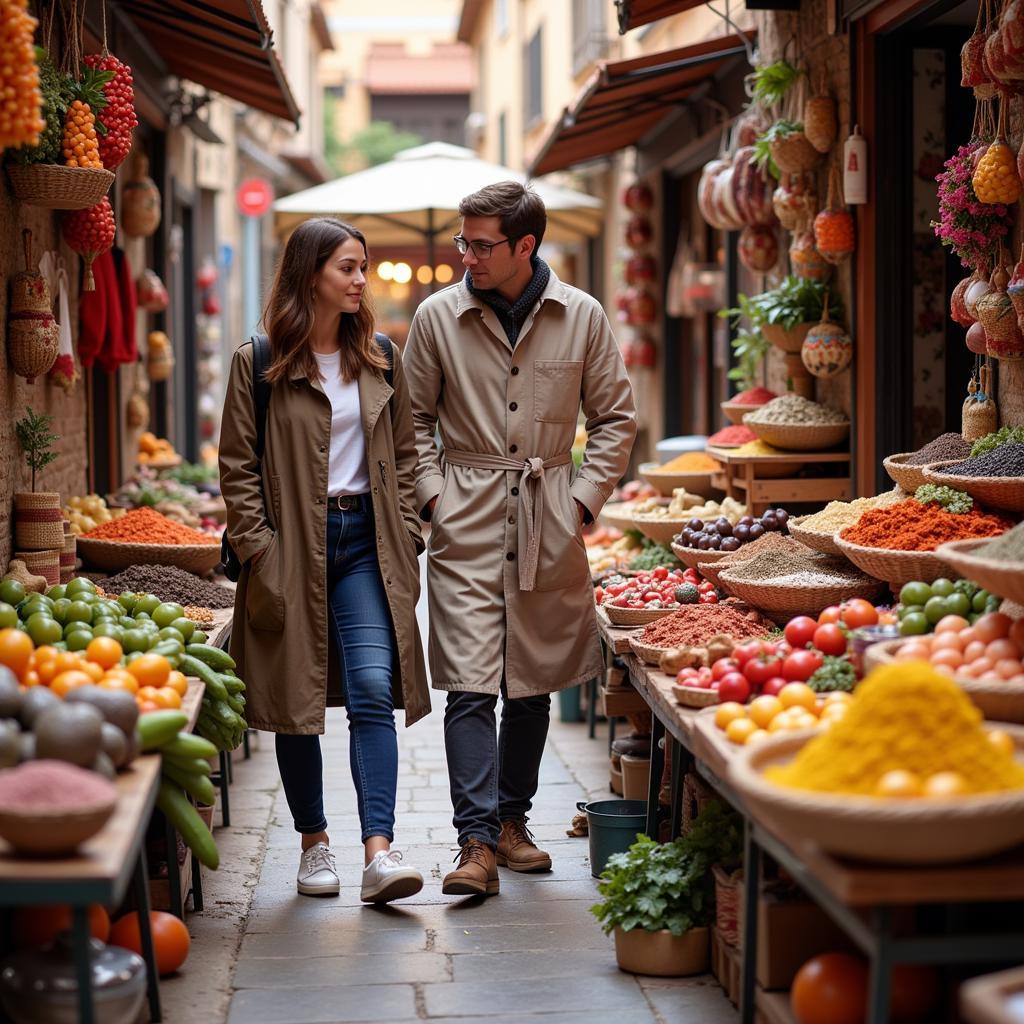 Exploring a bustling local market during a homestay in Sematan