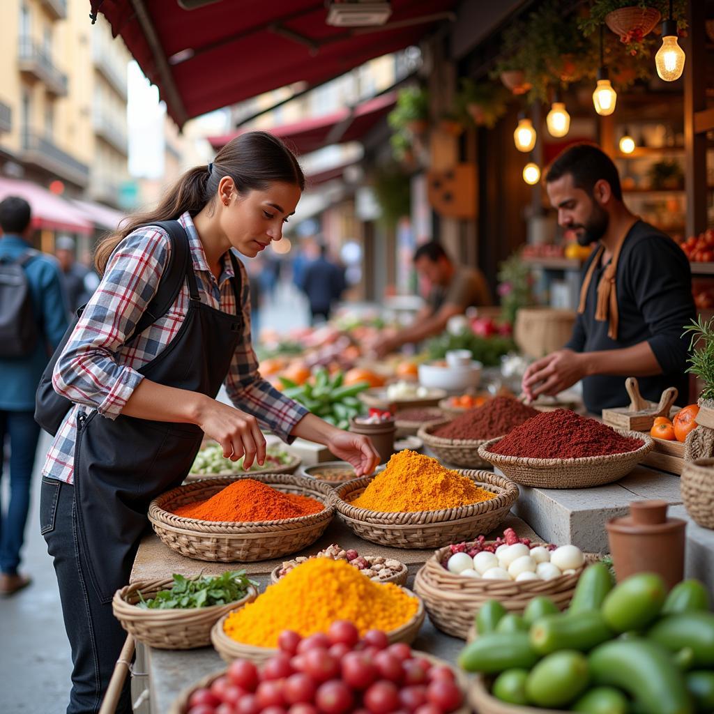 Exploring a Local Spanish Market with a Host Family