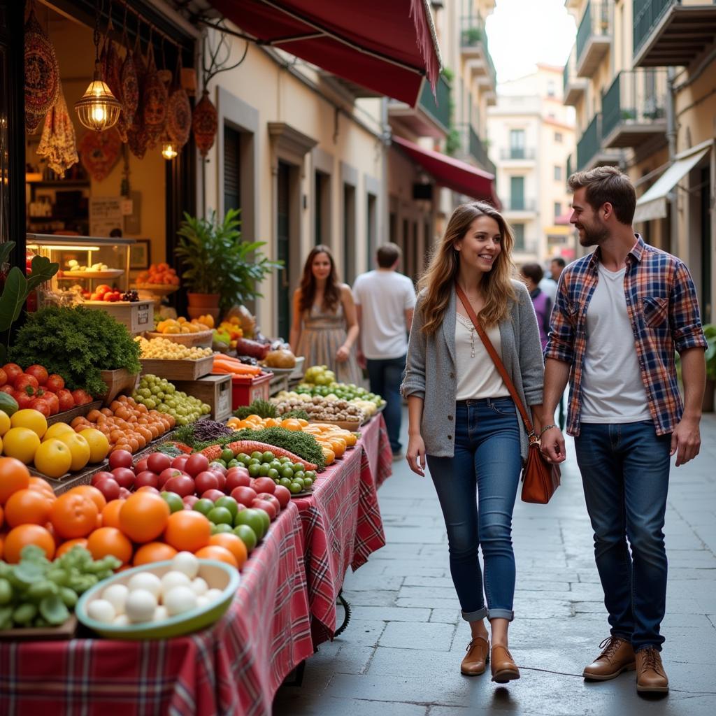 Exploring a Local Market with Host Family