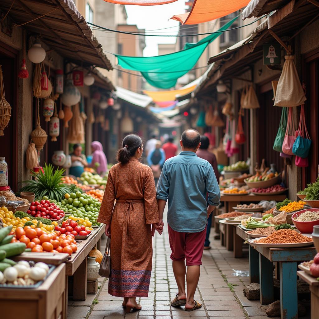 Exploring a local market during a cultural immersion homestay